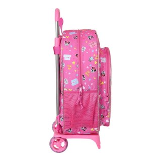 Torba szkolna z kółkami Minnie Mouse Lucky Różowy 33 x 42 x 14 cm