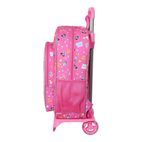 Torba szkolna z kółkami Minnie Mouse Lucky Różowy 33 x 42 x 14 cm