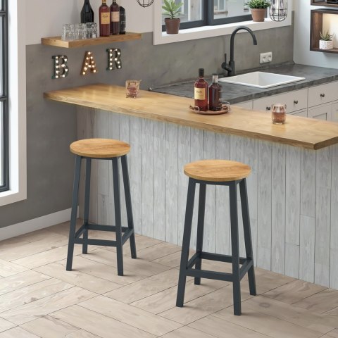 Taboret barowy - dąb / nogi czarne