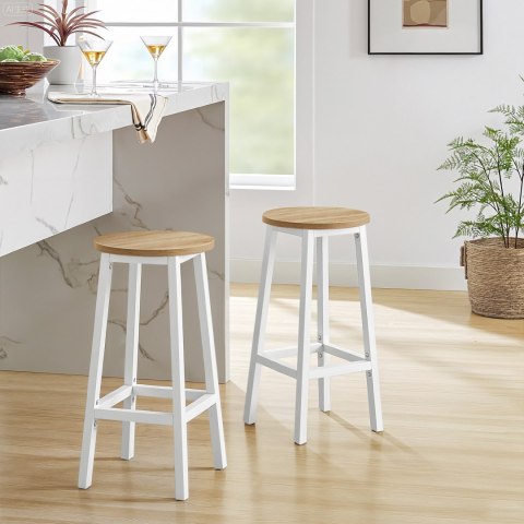 Taboret barowy - dąb sonoma / nogi białe