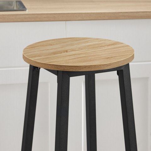 Taboret barowy - dąb sonoma / nogi czarne