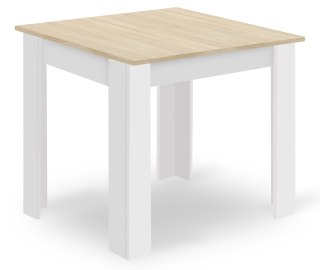 Zestaw Stół NP 80x80cm Dąb Sonoma + Biały + 4 krzesła WAT szare / nogi naturalne