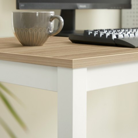 Zestaw Stół TESSA 120cm x 60cm - dąb / białe nogi + 4 krzesła WAT szare / nogi naturalne