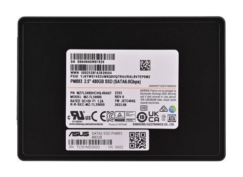 Dysk SSD Samsung PM893 480GB SATA 2.5" MZ7L3480HCHQ-00A07 (DWPD 1)