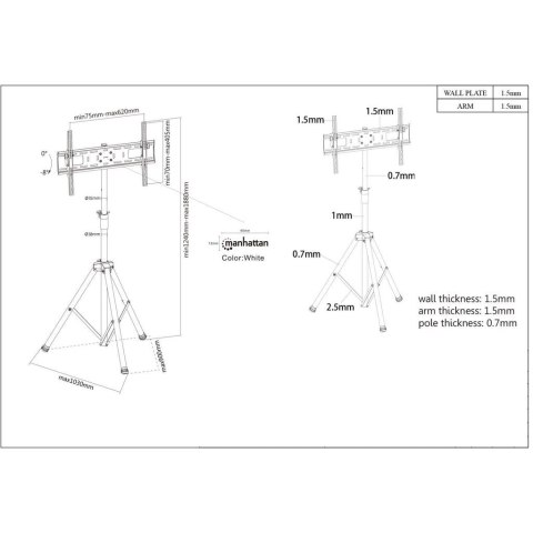 MANHATTAN STOJAK TRIPOD TV 37-70" DO 35KG REGULOWANY