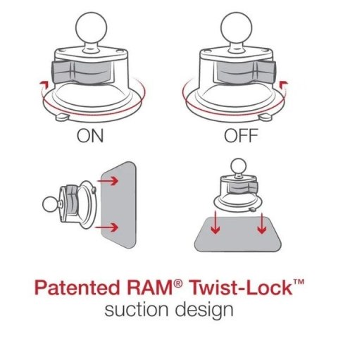 RAM Mount Twist-Lock™ Przyssawka Do Szyby/Deski Rozdzielczej z Głowicą rozmiar B RAM-B-224-1U