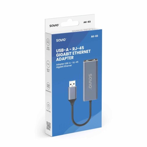 SAVIO ADAPTER USB-A - RJ-45 GIGABIT ETHERNET AK-83