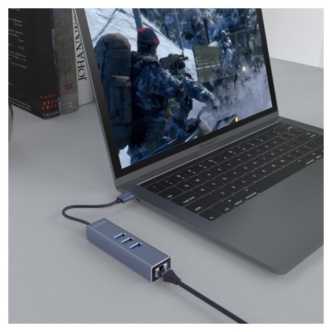 SAVIO AK-58 3-PORTOWY HUB USB-A Z ADAPTEREM RJ-45