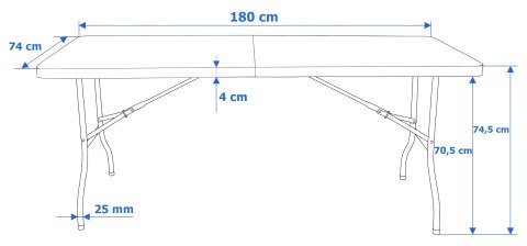 Stół bankietowy składany w walizkę RATTAN 180x74x74,5 czarny