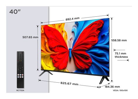 Telewizor TCL 40S59K QLED 40'' Full HD Android TV Dolby Digital Plus DVB-T2 Metaliczny