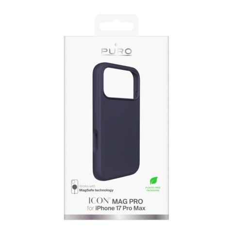 Etui z aluminiowymi przyciskami na iPhone 17 Pro Max Pure Icon Mag Pro Liquid Silicone MagSafe - ciemnoniebieskie