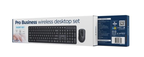GEMBIRD BEZPRZEWODOWY ZESTAW KLAWIATURY + MYSZ SILENT KEY PRO BUSINESS, CZARNY, UKŁAD US