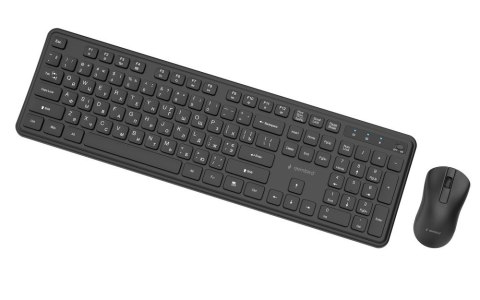 GEMBIRD BEZPRZEWODOWY ZESTAW KLAWIATURY + MYSZ SLIM PRO BUSINESS NA BIURKO, CZARNY, UKŁAD RU