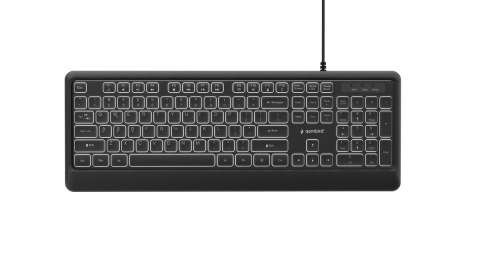GEMBIRD KLAWIATURA SLIM PRZEWODOWA Z PODŚWIETLENIEM CZARNA, UKŁAD US