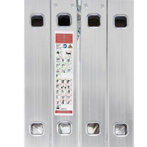 Aluminiowa drabina składana 3,6 m, 4-segmentowa, 6 szczebli