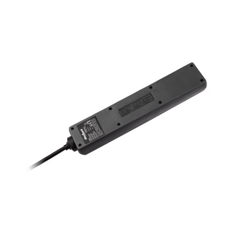 Przedłużacz 5 gniazd 3m typu francuskiego z przełącznikiem (3x1,5mm) Rebel czarny