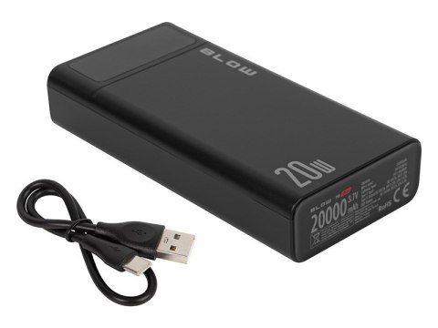 BLOW POWER BANK 20000MAH QC+PD 20W + LIGHTNING CZARNY PB20E