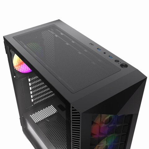 GEMBIRD OBUDOWA FORNAX 900ARGB MIDI-TOWER (2X USB 3.1, 1X USB TYPE-C) 4X FAN, CZARNA