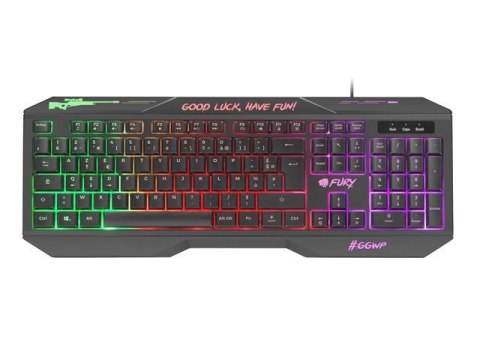 Klawiatura przewodowa Fury Hellfire 2 Francuska Gaming podświetlana czarna