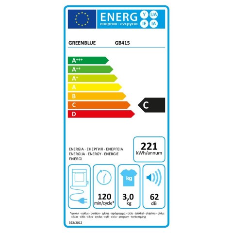 GREENBLUE SUSZARKA ELEKTRYCZNA BĘBNOWA DO UBRAŃ, 3KG WSAD GB415 GR