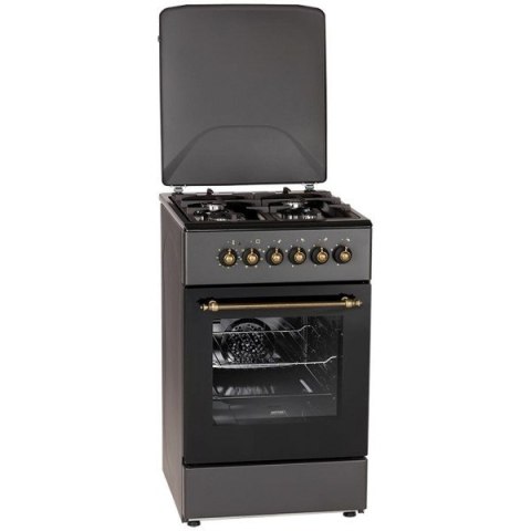 Kuchnia gazowo-elektryczna MPM-56-KRM-13 50 cm Czarna Retro, termoobieg
