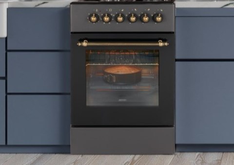 Kuchnia gazowo-elektryczna MPM-56-KRM-13 50 cm Czarna Retro, termoobieg