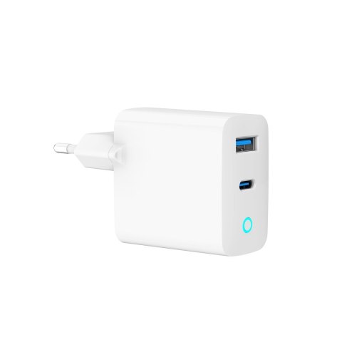 GEMBIRD 2-PORTOWA SZYBKA ŁADOWARKA SIECIOWA GAN (PD) USB (A+C), 65W, BIAŁA