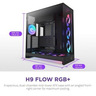 NZXT OBUDOWA H9 FLOW RGB+ MIDI TOWER Z OKNEM CZARNA