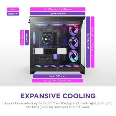 NZXT OBUDOWA H9 FLOW RGB+ MIDI TOWER Z OKNEM CZARNA