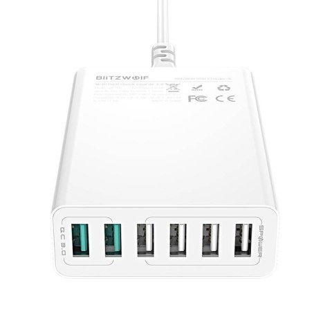 Ładowarka sieciowa BLITZWOLF BW-S15 60W 6xUSB-A (biała)