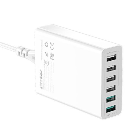 Ładowarka sieciowa BLITZWOLF BW-S15 60W 6xUSB-A (biała)