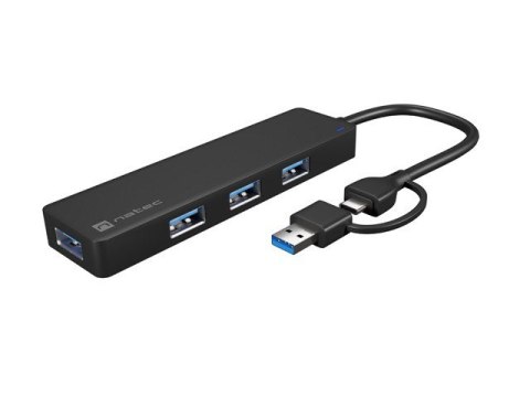 NATEC HUB USB-C 3.0 MAYFLY 4-PORTY + ADAPTER USB-A NHU-2023