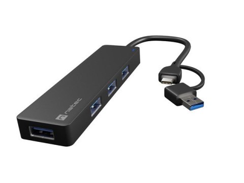 NATEC HUB USB-C 3.0 MAYFLY 4-PORTY + ADAPTER USB-A NHU-2023