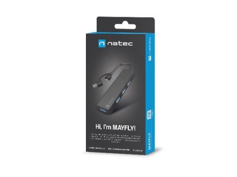 NATEC HUB USB-C 3.0 MAYFLY 4-PORTY + ADAPTER USB-A NHU-2023