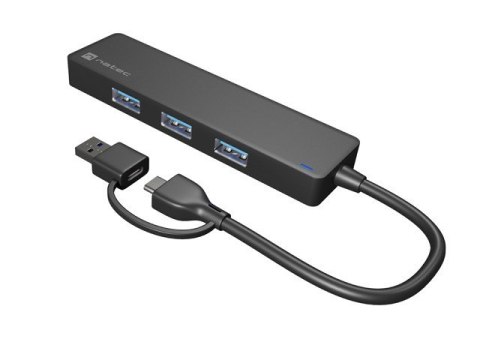 NATEC HUB USB-C 3.0 MAYFLY 4-PORTY + ADAPTER USB-A NHU-2023