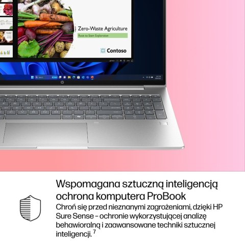 HP ProBook 4 G1i Ultra 7 255U 16"WUXGA 300nits 60Hz AG 16GB DDR5 5600 SSD512 Intel Arc Cam 1080p 56Wh W11Pro Pike Silver Alumini