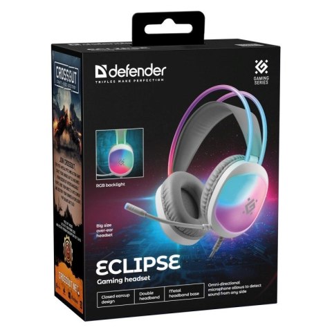 DEFENDER SŁUCHAWKI Z MIKROFONEM ECLIPSE RGB BIAŁE 62440