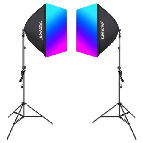 Zestaw oświetlenia NEEWER NK800 2x softbox + 2x żarówka RGB 24W