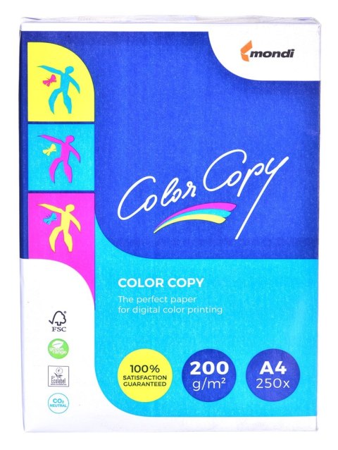 Papier xero ksero biurowy Mondi Color Copy 8687A20 (A4; 200g/m2; 250 szt. arkuszy; papier biały; satynowy)