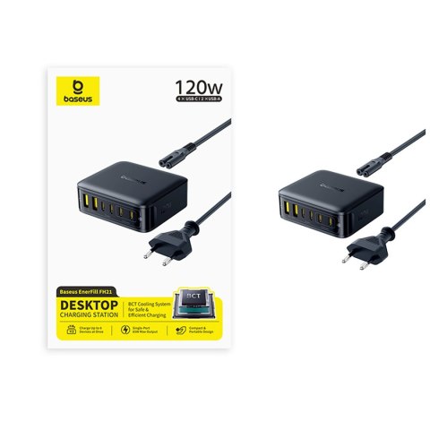 Stacja ładująca 4x USB-C 2x USB-A 120W - czarna
