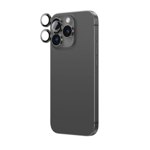 Szkło hartowane z ramką na soczewki aparatu do iPhone 16 Pro / 16 Pro Max - czarne