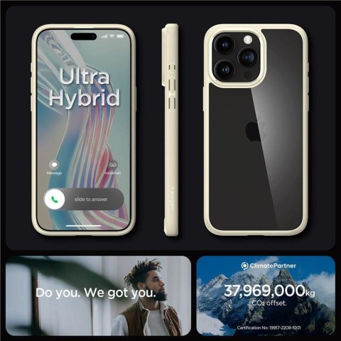 Etui pokrowiec na iPhone 15 Pro Max Crystal Hybrid - przezroczysto beżowe