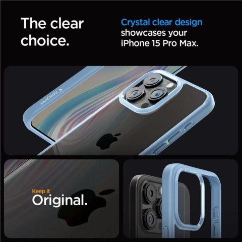 Etui pokrowiec na iPhone 15 Pro Max Crystal Hybrid - przezroczysto niebieski