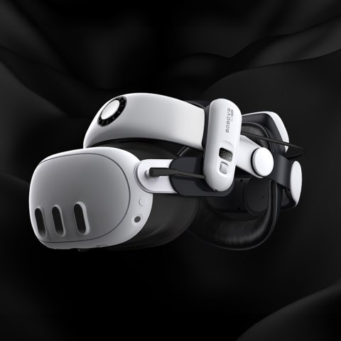 Pasek odciążający do gogli VR Meta Quest 3 z baterią zewnętrzną - biało czarny