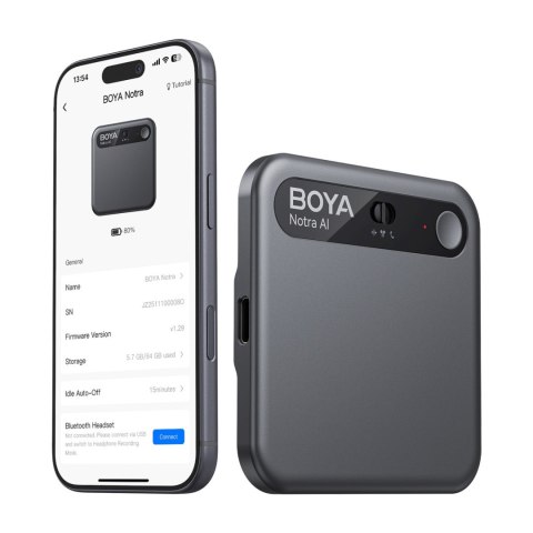 Rejestrator głosu z transkrypcją AI 64GB 610mAh - czarny