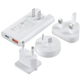 Ładowarka sieciowa USB-A USB-C GaN Ultra 65 W - biała