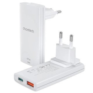 Ładowarka sieciowa USB-A USB-C GaN Ultra 65 W - biała