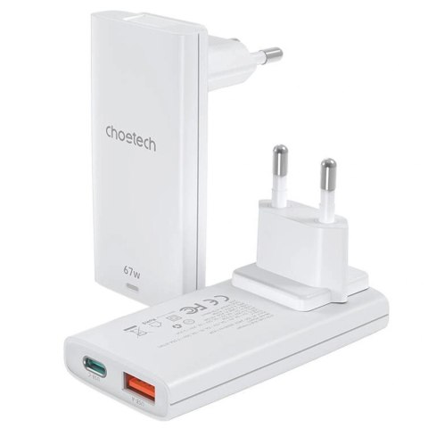 Ładowarka sieciowa USB-A USB-C GaN Ultra 65 W - biała