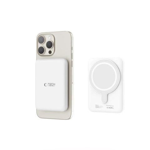 Powerbank 5000mAh z MagSafe USB-C 15W z kablem USB-C - biały