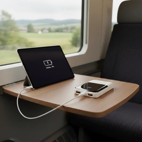 EVERACTIVE POWERBANK 10 000MAH, 2X USB, 1X USB-C 22,5W, QC4+, WYŚWIETLACZ LCD, BIAŁY EB-10Q